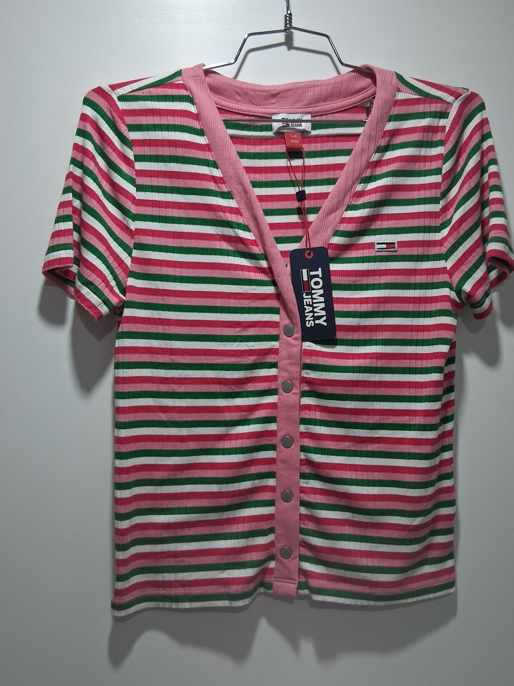 Tommy Jeans Striped Button-Front Top S NWT